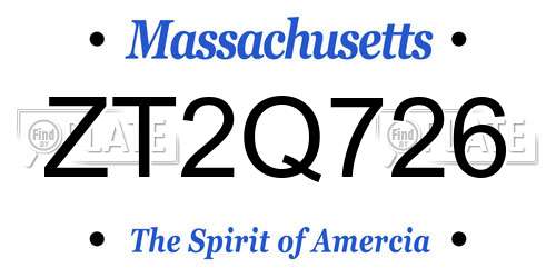ZT2Q726 Massachusetts License Plate
