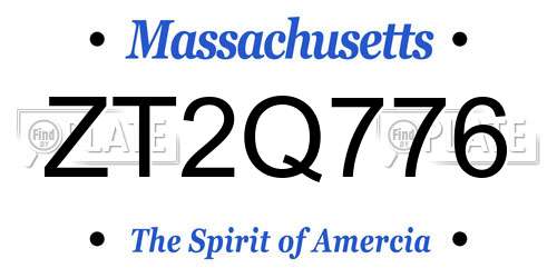 ZT2Q776 Massachusetts License Plate