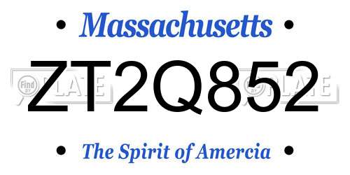 ZT2Q852 Massachusetts License Plate