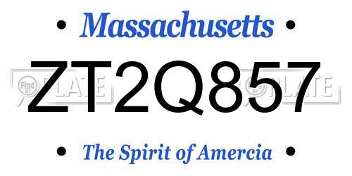 ZT2Q857 Massachusetts License Plate