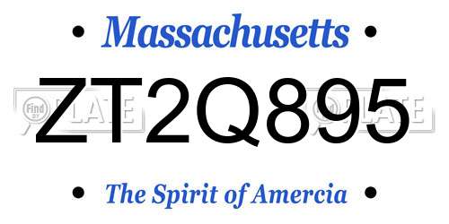 ZT2Q895 Massachusetts License Plate