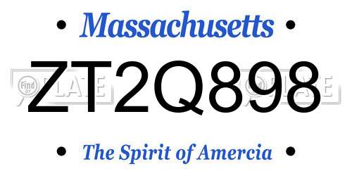 ZT2Q898 Massachusetts License Plate