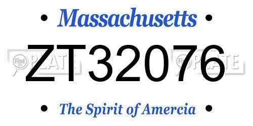 ZT32076 Massachusetts License Plate