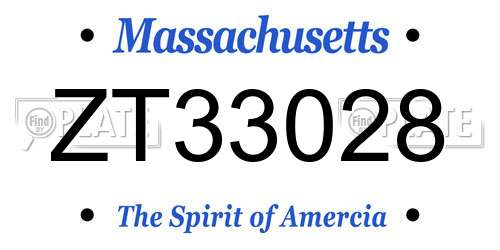 ZT33028 Massachusetts License Plate
