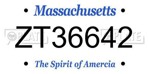 ZT36642 Massachusetts License Plate