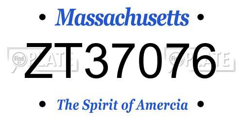 ZT37076 Massachusetts License Plate