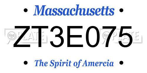 ZT3E075 Massachusetts License Plate