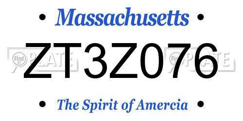 ZT3Z076 Massachusetts License Plate