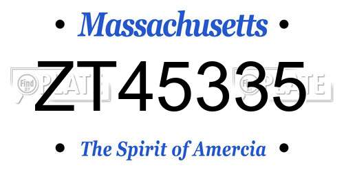 ZT45335 Massachusetts License Plate