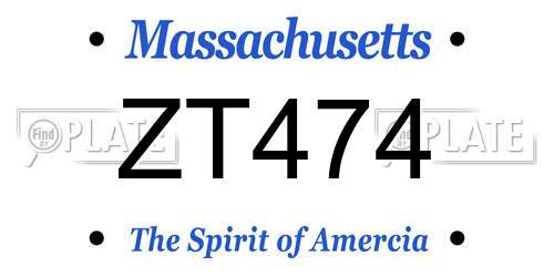 ZT474 Massachusetts License Plate