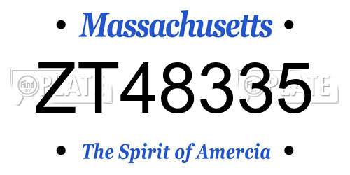 ZT48335 Massachusetts License Plate