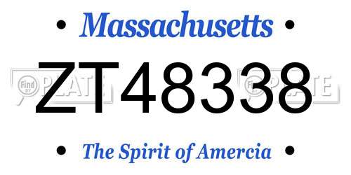 ZT48338 Massachusetts License Plate