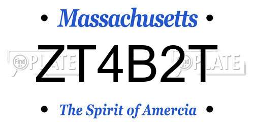 ZT4B2T Massachusetts License Plate