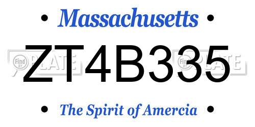 ZT4B335 Massachusetts License Plate