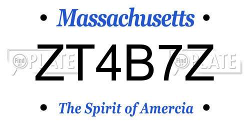 ZT4B7Z Massachusetts License Plate