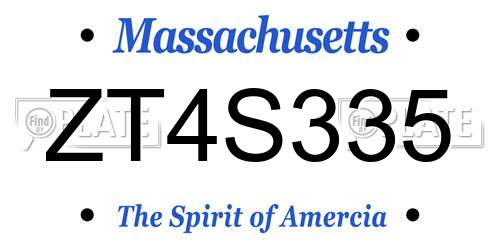 ZT4S335 Massachusetts License Plate