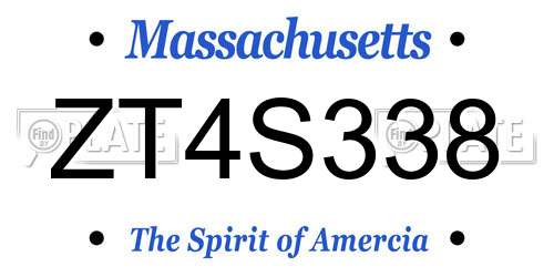 ZT4S338 Massachusetts License Plate