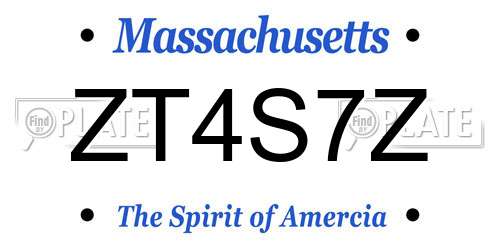 ZT4S7Z Massachusetts License Plate