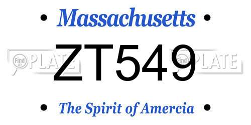 ZT549 Massachusetts License Plate