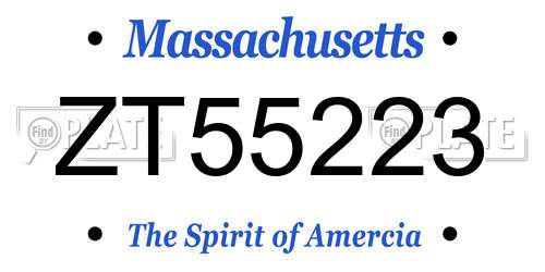 ZT55223 Massachusetts License Plate