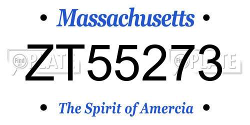 ZT55273 Massachusetts License Plate