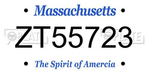 ZT55723 Massachusetts License Plate