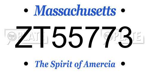 ZT55773 Massachusetts License Plate