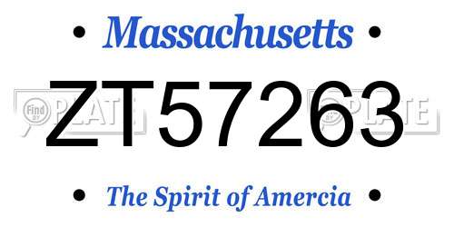 ZT57263 Massachusetts License Plate