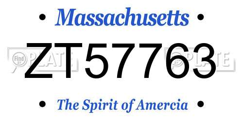 ZT57763 Massachusetts License Plate