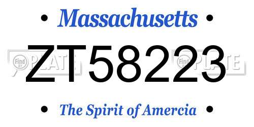 ZT58223 Massachusetts License Plate