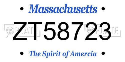 ZT58723 Massachusetts License Plate