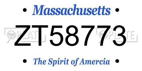 ZT58773 Massachusetts License Plate