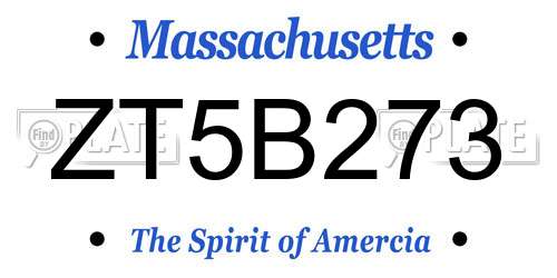 ZT5B273 Massachusetts License Plate