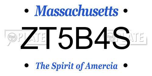 ZT5B4S Massachusetts License Plate