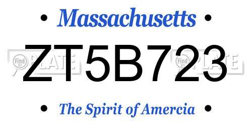 ZT5B723 Massachusetts License Plate