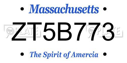 ZT5B773 Massachusetts License Plate