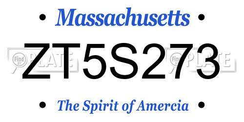 ZT5S273 Massachusetts License Plate