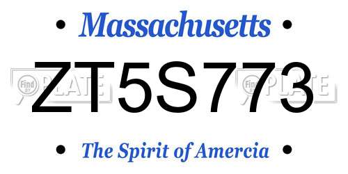 ZT5S773 Massachusetts License Plate