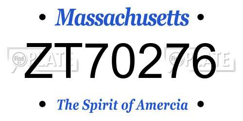 ZT70276 Massachusetts License Plate