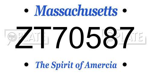 ZT70587 Massachusetts License Plate