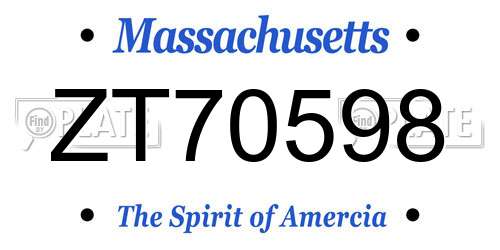 ZT70598 Massachusetts License Plate