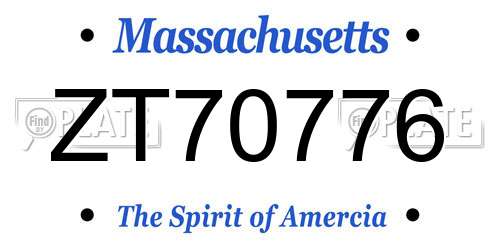 ZT70776 Massachusetts License Plate