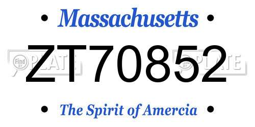 ZT70852 Massachusetts License Plate