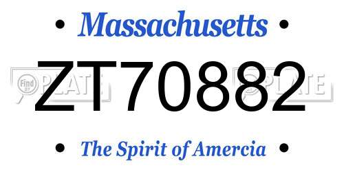 ZT70882 Massachusetts License Plate