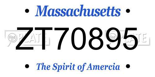 ZT70895 Massachusetts License Plate