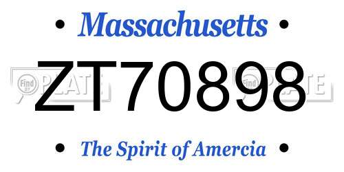 ZT70898 Massachusetts License Plate