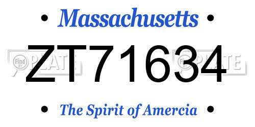 ZT71634 Massachusetts License Plate