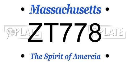 ZT778 Massachusetts License Plate