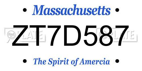 ZT7D587 Massachusetts License Plate