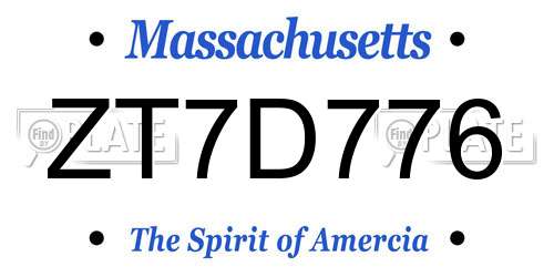 ZT7D776 Massachusetts License Plate